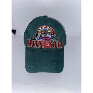 Minnesota 10,000 Lakes Land Of Vintage Strapback Cap Hat 90s Green Captain Trave